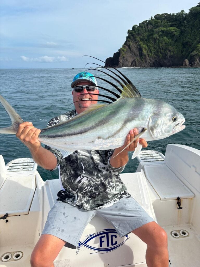 Jaco fishing charter with roosterfish catch