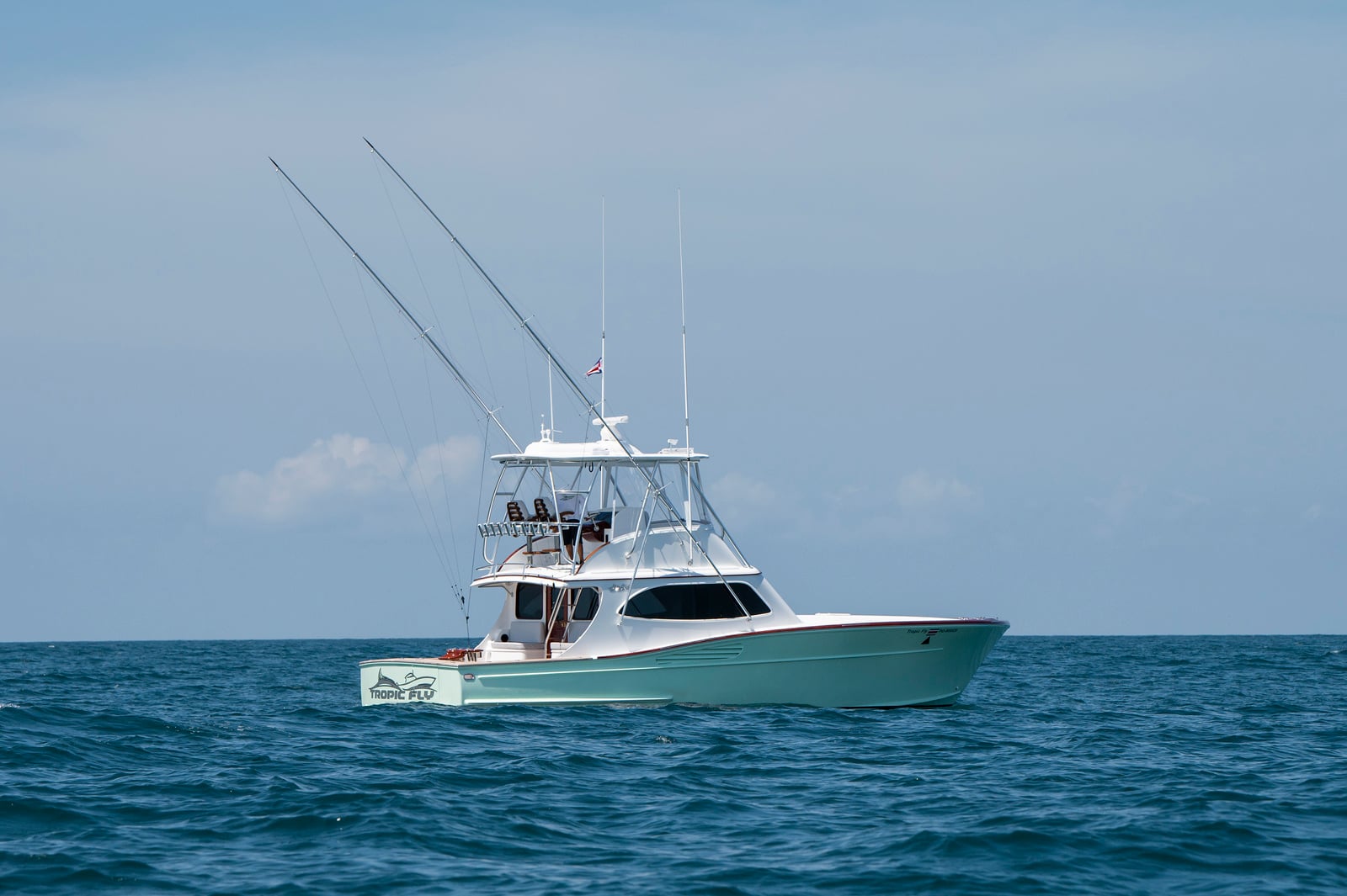 Tropic Fly, a 45-foot Maverick sportfisher, offshore
